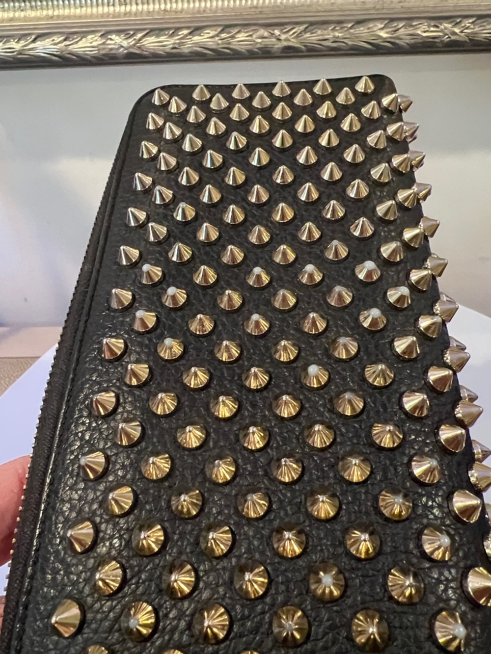 Christian Louboutin Pannetone Black Spiked Long Zippy Wallet - Picture 6 of 12